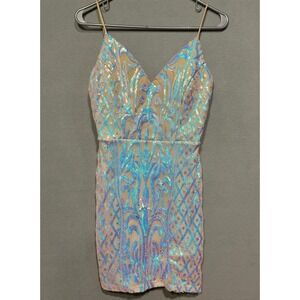 Windsor Sequin Mini Dress Women Small Beige Iridescent Bodycon Prom Party Club